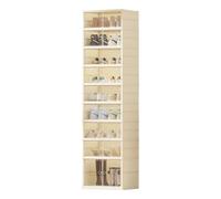 9-Tier Shoe Rack Storage Organizer,Collapsible Tall Shoe Cabinet with Clear Doors for Closet Entryway,Multifunctional Dust-Proof Shoes Storage Cabinet, 44x35x170.5cm