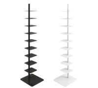 9-Tier Slim Corner Bookshelf with Metal Back, Vertical Storage Tower for Small Spaces, Multi-Purpose Display Rack, Ideal for Office & Home (White)