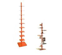 9-Tier Tall Narrow Bookshelf - DIY Metal Spine Bookcase, 3-Sided Rotating Vertical Tower for Small Spaces, Adjustable Ladder Shelf for Books & Display