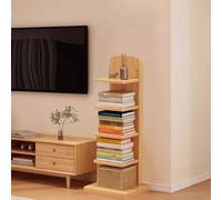 9-Tier Wooden Bookshelf Tower - Vertical Corner Storage nizer for Bedroom, Study, Balcony - Open Display Rack in Rustic Log Color - Space-Saving Design