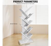 9 Tier Tree Bookcase Bookshelf Floor Standing Wooden Metal Shelves Storage