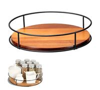 9’’ Turntable Organizer Wooden Lazy Susan Non-Slip 360° Rotating Storage Turntable Spice Rack Cupboard Round for Table Top Cabinet Kitchen Bathroom