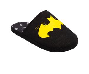 (9 UK-10 UK, Black/Yellow) Batman Mens Distressed Logo Slippers