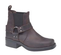 (9 UK, Brown) Woodland Mens Low Harley Gusset Harness Leather Boots