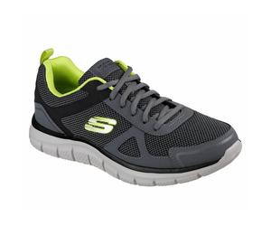 (9 UK, Charcoal/Bright Lime) Skechers Mens Track Bucolo Leather Trainers