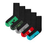 (9 UK Child-12 UK Child, Multicoloured) Minecraft Boys School Logo Calf-Length Socks (Pack of 5)
