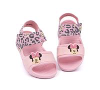 Disney Minnie Mouse Kids Sandals | Girls Pink Sliders with Supportive Strap | Leopard Print Summer Pool & Play Shoes for Toddlers | Slip-on Beach Footwear | Fun Merchandise Gift for Children