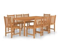 vidaXL 9 Piece Garden Dining Set Solid Teak Wood, Brown