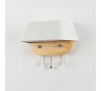 9 W LED Indoor Wall Lamp with Switch Modern Wall Light Wood with 2 Hooks Wall Light Bedroom Bedside Lamp Wood Acrylic Night Light 3000K Warm White for Living Room Stairs Hotel Decoration White