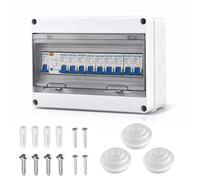 9 Way Consumer Unit Circuit Breaker: Plastic Anti-Leakage Fuse Box IP65 Waterproof Garage Consumer Unit for Garage Workshop Caravan Outbuilding 4 x 10 A + 3 x 16 A + 2 x 20A