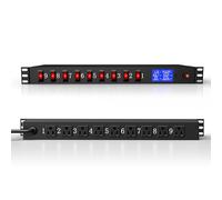 9-Way Rack Mount Power Strip with Single Switches, 15A PDU Surge Protector, 125V, 1875W, Power Distribution Unit for 1U Server Rack Including