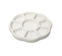 9 Well Porcelain Ceramic Watercolor Paint Palette - Ceramic Mixing Palette Tray Flower Watercolor Dish Gouache Palette for Arts & Crafts Accessories Organizer Mixing Colors (5inch)