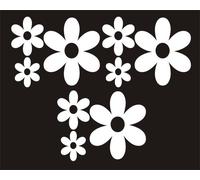 9 White Daisy Flowers Shaped sticker Car Bumper Window Bedroom Mirror Stickers