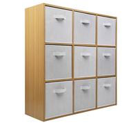 (9 White Drawers) Charles Jacobs Oak 9 Cube Open Book Shelf Storage