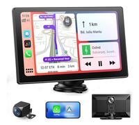 9" Wireless Portable Car Play Screen for Apple CarPlay & Android Auto, Touchscreen Car Stereo with 1080P Backup Camera, OTA Updates,Mirror Link, Voice Control, GPS Navigation, FM