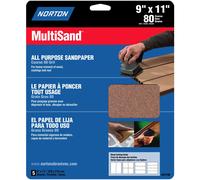 9"""" x 11"""" Norton 47740 MultiSand All Purpose Sanding Sheet 80-Grit Handy-Pack