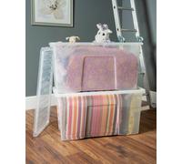 9 x 110L Storage Box With Lid Crystal Clear Plastic Stackable Containers Home-UK