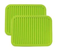 9" x 12" Big Silicone Trivets - Multi-Purpose Silicone Pot Holders, Spoon Rest and Kitchen Table Mat - Insulated, Flexible, Durable, Non Slip Hot Pads and Coasters (2 Set) Green