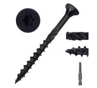 #9 x 2-1/2" Flat Head Outdoor Deck & Lag Screws - Epoxy-Coated Black, Rust Resistant - Torx T25 Star Drive (Includes Bit) - for Timber, Log, Landscaping Wood, 50-Pack