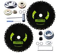 9" x 20T 2-Set Carbon Steel Round Chainsaw Tooth Brush Blades - Universal Adapter Kit with 3 Round Files, Compatible with Brush Cutter, Trimmer, Weed Eater, Husqvarna, Stihl, Ego