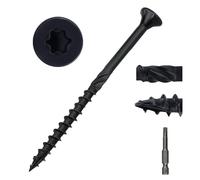#9 x 3 Flat Head Outdoor Deck & Lag Screws - Epoxy-Coated Black, Rust Resistant - Torx T25 Star Drive (Includes Bit) - for Timber, Log, Landscaping Wood, 50-Pack