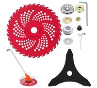 9" x 36 Teeth Carbide Tipped Brush Cutter Blades & 10" x 3 Teeth Weed Eater Blades, Carbide Tip Weed Eater Blade with Universal Adapter Kit for Brush Cutter, Trimmer, Weed Eater