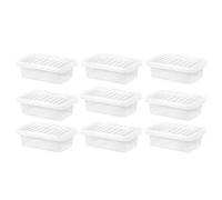 9 X 4L Large Storage Boxes Crystal Clear/Transparent Plastic Storage Box Nesting Stackable Design Secure Clip on Lid Wardrobe Shoe Home Garage Office Toy Space Saver MADE IN UK (9, 4L Litre)