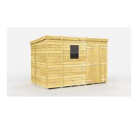 9 x 6 Feet Pent Shed - Double Door W/ Windows - L178 x W276 x H201 cm Buttercup Farm Brown One Size