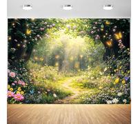 9 x 6 ft Enchanted Forest Photography Backdrop Fairy Tale Garden Background Floral Flower Butterfly Kids Girl Baby Shower Magic Wonderland Party Banner Decoration Spring Photo Booth Props