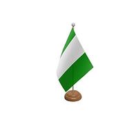 9" x 6" Nigeria Nigerian Large Desktop Table Flag With Wooden Base & Pole Ideal For Party Conferences Office Display