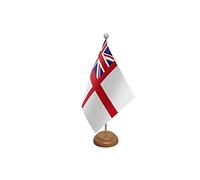 9" x 6" White Ensign Navy Naval Large Desktop Table Flag With Wooden Base & Pole Ideal For Party Conferences Office Display
