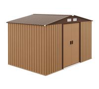 Outsunny 9 x 6FT Galvanised Garden Storage Shed with Sliding Door, Yellow