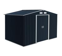 Outsunny 9 x 6FT Galvanised Garden Storage Shed with Sliding Door, Dark Grey