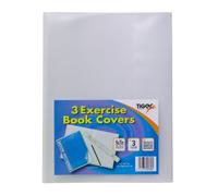 9" x 7" Clear Strong Plastic Protective Exercise Book Covers Slip On Jackets x 3