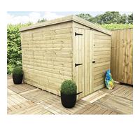 9 x 8 Pressure Treated Pent Garden Shed with Side Door Marlborough Natural One Size