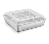 9 x 9-Inch Baking Pan with lid, E-far Square Cake Brownie Baking Pans Stainless Steel Bakeware, Non-toxic & Healthy, Easy Clean & Dishwasher Safe - 2 Pieces(1 Pan + 1 Lid)
