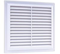 9" x 9" White Plastic Louvre Air Vent - Grille Flyscreen Cover Wall Door Mesh Grid
