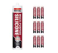 9 x Black Soudal Trade Silicone Multi Purpose Construction Sealant Acetoxy with Fungicide