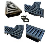 Future Build Supplies Ltd 9 x Black Ultra Low Profile Shallow Flow Drain Plastic Grating 50mm Deep x 1m Length x 125mm Width Drainage Channel suitable for Garden Patios and Driveways