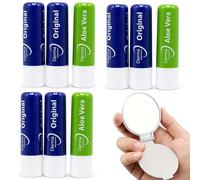 9 x Derma Intensive Lip Balm (Original x6, Alero Vera x3) with Makeup Mirror - Hydrating Lip Care Treatment, Moisturising Dry Cracked Lips, Portable Beauty Mirror Kit for Daily Use UK