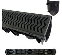 9 X Drainage Channel Polydrain Heelguard 1M Lengths & 2 Stop End Blanks Storm Drain Channel Linear 13Cm High By 12Cm Wide
