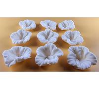 9 x Edible 3D 38mm Hibiscus flower flowers, icing toppers, cake cupcakes decorations T035 (White)