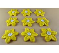 9 x Edible 3D 40mm Wild daffodil Flowers icing toppers, cake cupcakes T121 (Yellow)