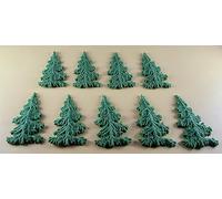 9 x Edible 3D High Detail Trees icing toppers, cake cupcakes decorations (Green) T113