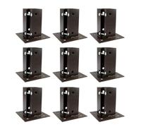 9 x Fence Post Holder 100mm posts Support Bolt Down Shoe Anchor Clamp Grip Brown for 100mm x 100mm posts (4") Eliza Tinsley Swiftpost, Pack of 9
