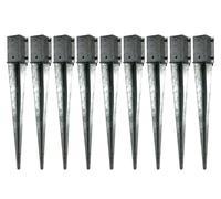 Eliza Tinsley 9 X Fence Post Holder Support Drive Down Spike Clamp Grip Galv For 75mm X 75mm Posts, 750mm Spike (3" X 30") Swiftpost, Pack Of 9