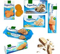 9 x Mixed Sugar Free Shortbread Cookies,Vanilla Creme Filled Wafer,Chocolate Creme Filled Wafer,Fibre Biscuits,Chocolate Chip Biscuits,Sugar Free Digestives Biscuit Pack