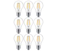 9 X Philips LED Filament Bulbs A60 4.3W = 40W E27 Clear 470lm Warm White [EEK: F]