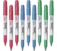 9 x Sharpie Metallic Fine Point Permanent Marker Pens, Assorted Colours: Ruby Red, Sapphire Blue, and Emerald Green - Loose in Plain Packaging