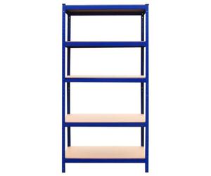 9 x T-Rax Blue Metal Racking Units 90cm x 45cm x 180cm - 5 tier storage bay garage and warehouse storage